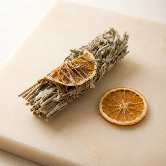 White Sage & Dried Orange Bundle – Natural Smudge Stick | Energy & Joy