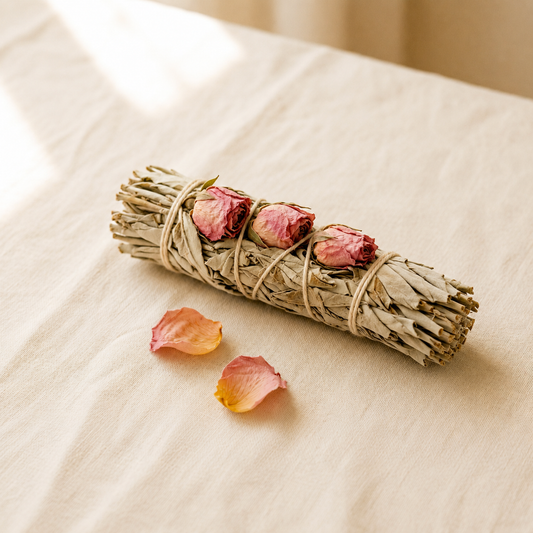 White Sage & Rose Bud Bundle – Natural Smudge Stick