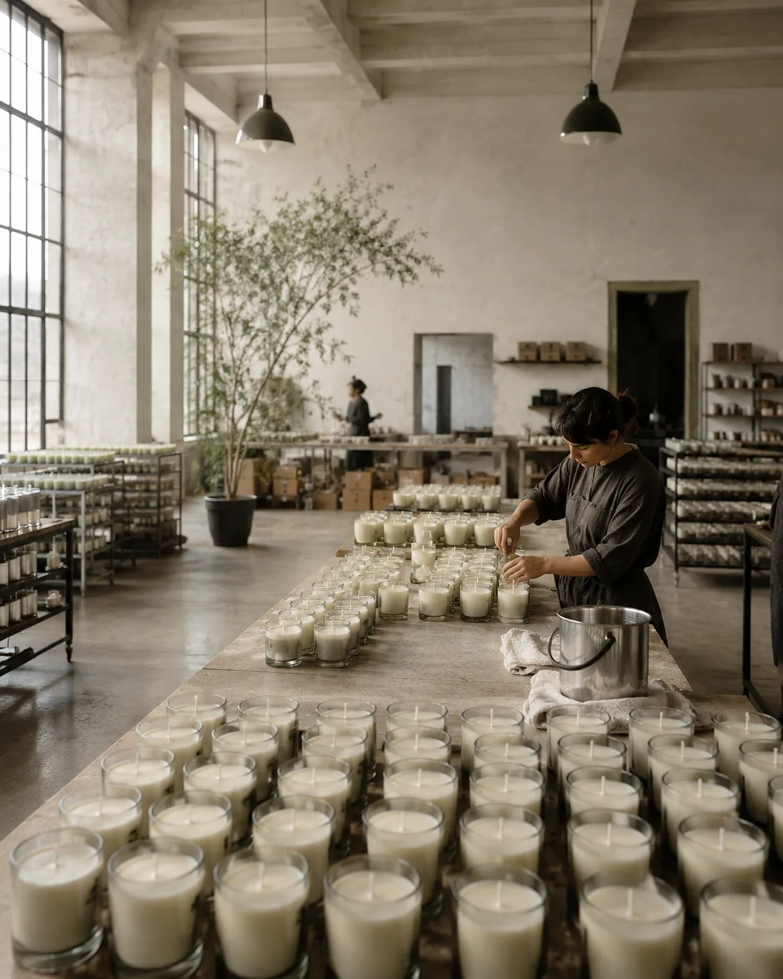 Illustrative studio scene showing candle making