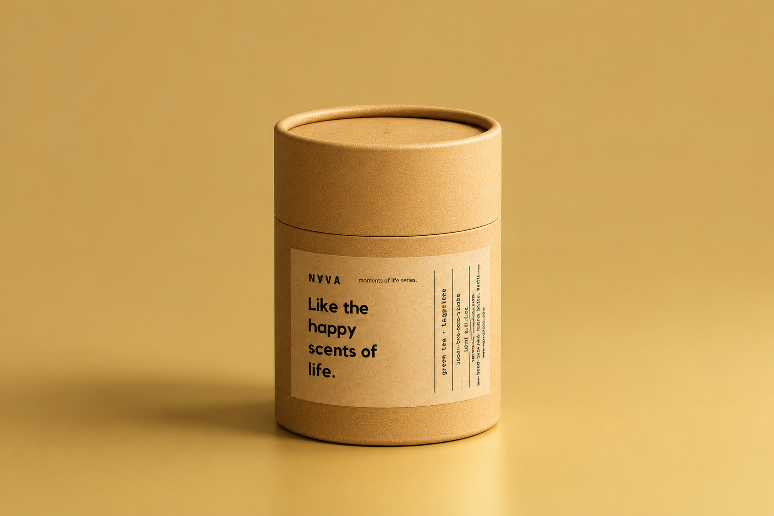 Happy Scents of Life candle label — Moments of Life series, NAVA Berlin

