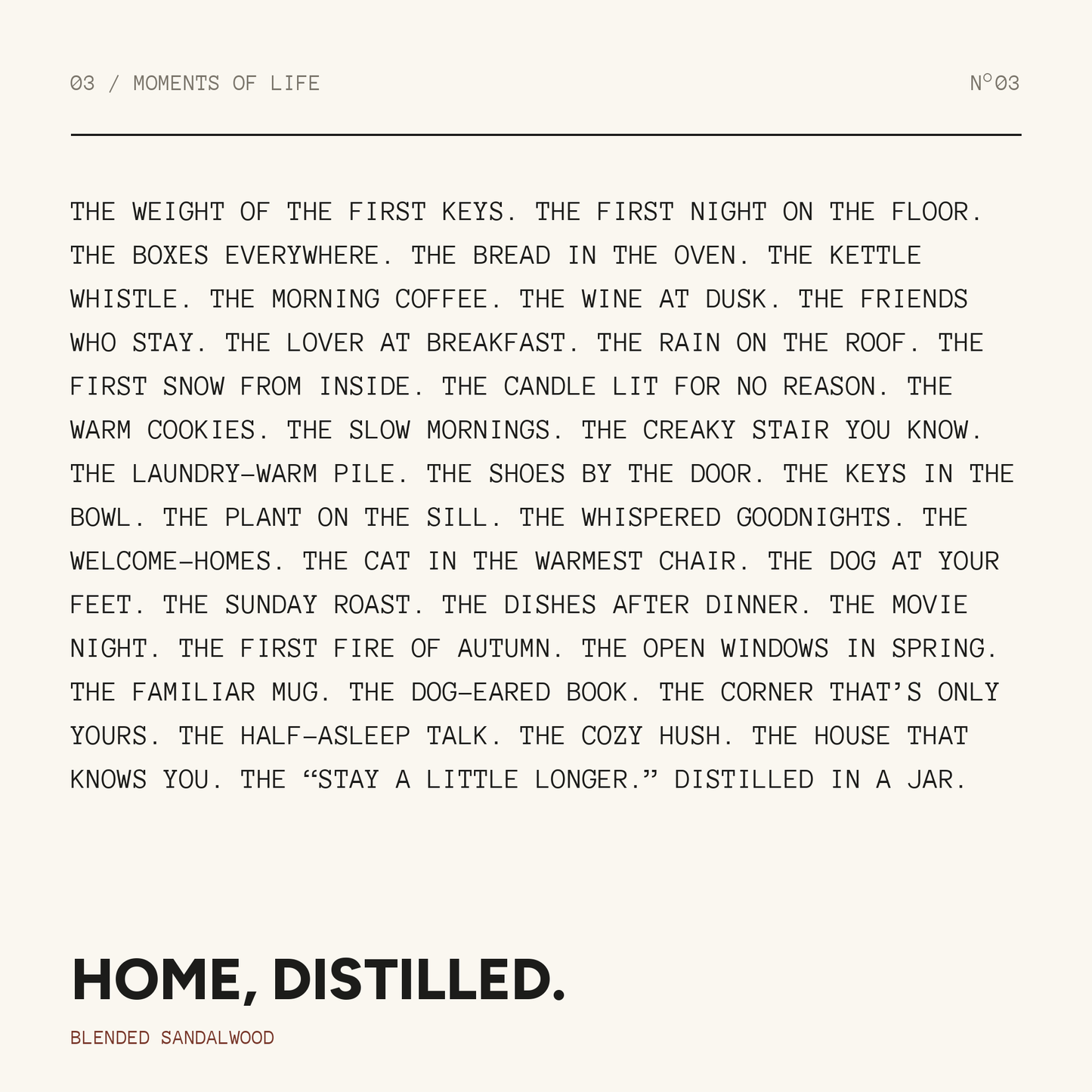 Home, Distilled.