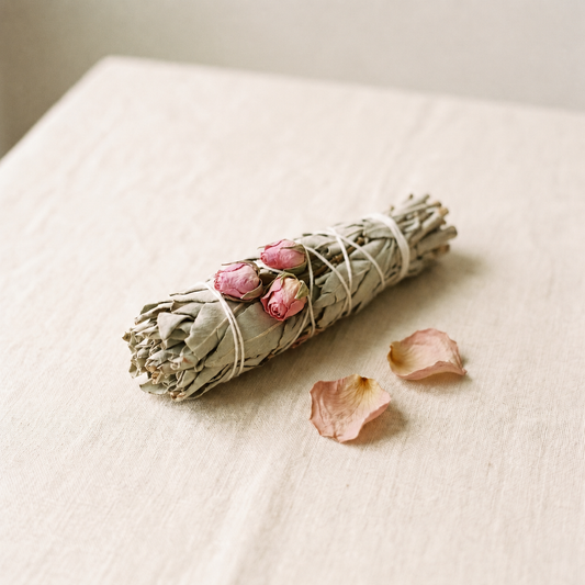 White Sage & Rose Bud Bundle – Natural Smudge Stick