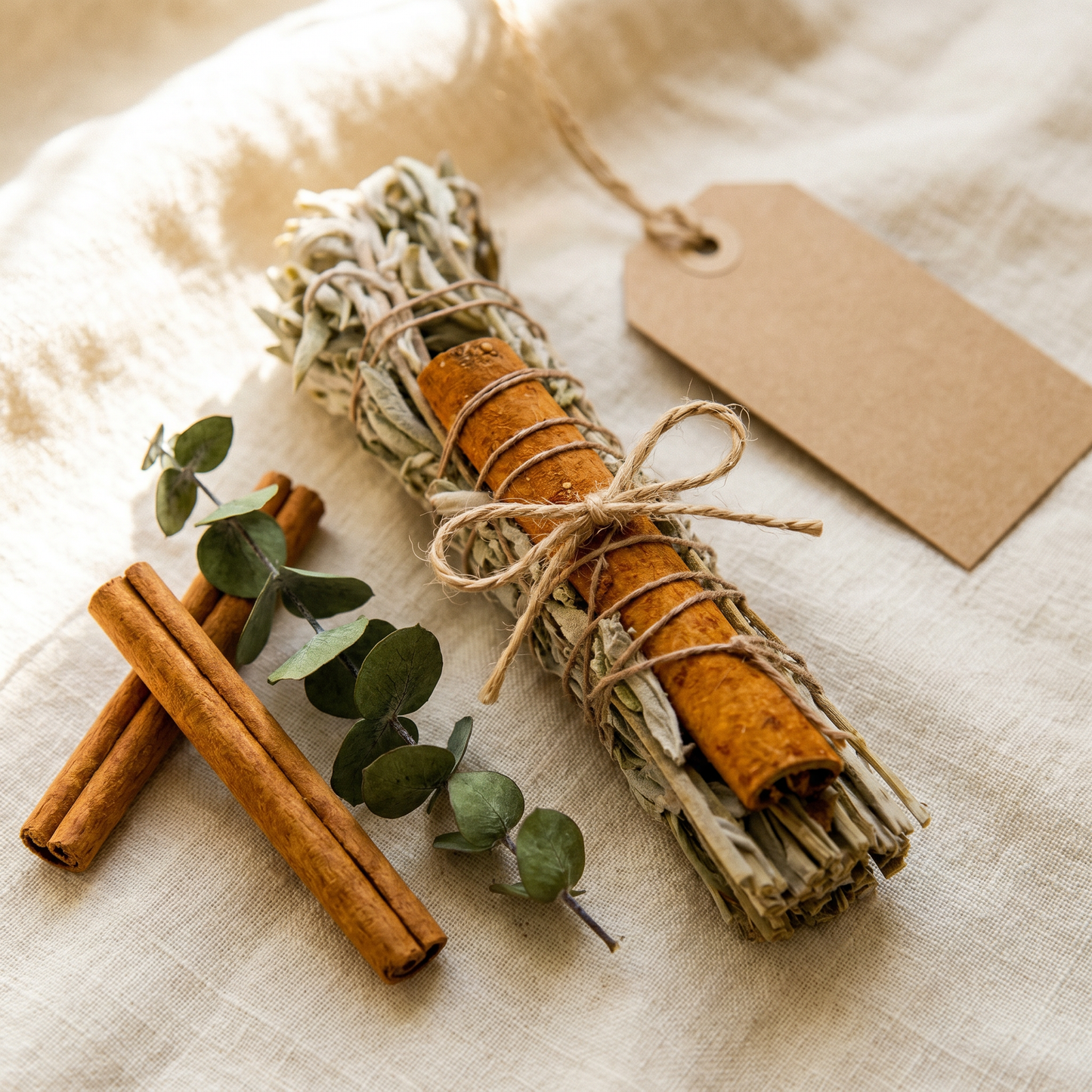 White Sage & Cinnamon Bundle – Natural Smudge Stick