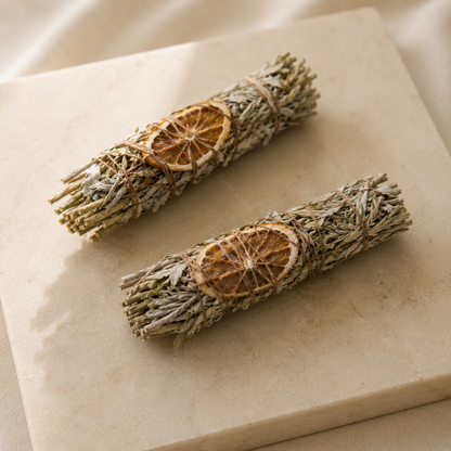 White Sage & Dried Orange Bundle – Natural Smudge Stick | Energy & Joy